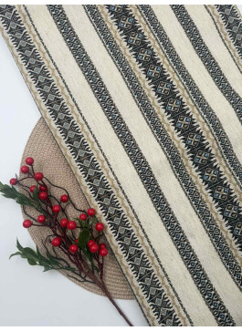 Скатертина, Коричнева на кремовому з голубим, 145*110см