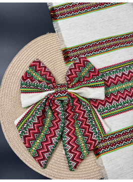 Декор на кошик, рушник та бант. №20. Червоний з зеленим. 1шт. 