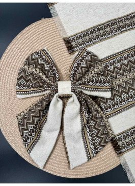 Декор на кошик, рушник та бант. №19. Корич. на крем. 1шт. 