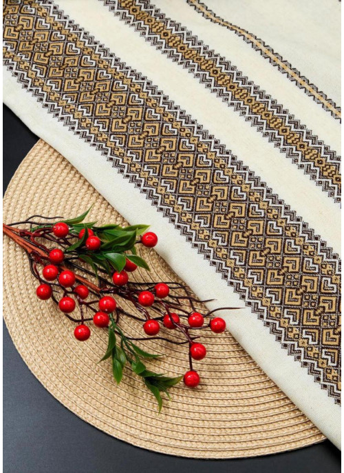 Скатертина, Коричнева дрібна на кремовому, 145*110см