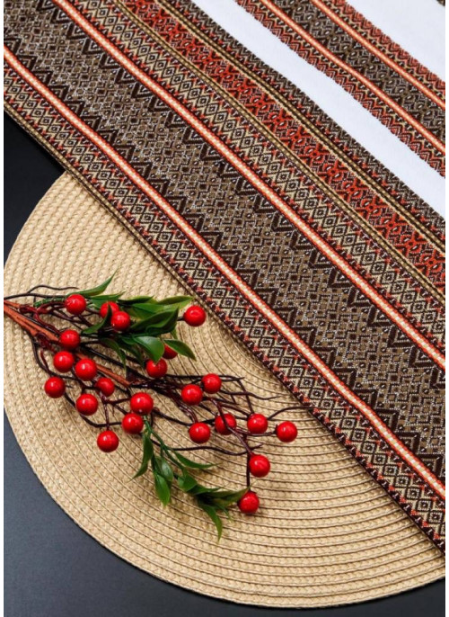 Скатертина, Коричнева на білому, 145*220см