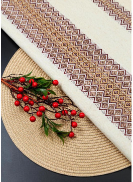 Скатертина, Бордова на кремовому, 145*110см