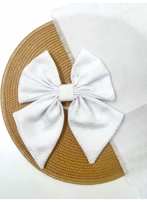 Декор на кошик, рушник та бант. №22, Білий з білою вишивкою.. 1шт. 