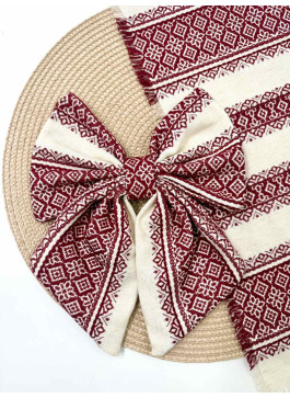 Декор на кошик, рушник та бант. №18. Бордо. на крем. 1шт. 