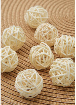 Кульки з ротангу, вибілені, 3см, 50шт.