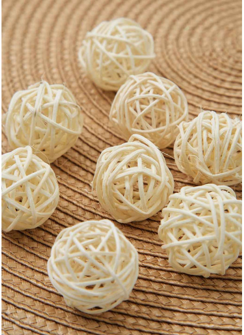 Кульки з ротангу, вибілені, 3см, 50шт.