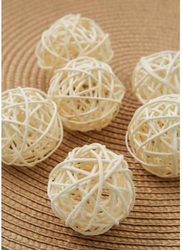 Кульки з ротангу, вибілені, 5см, 12шт.