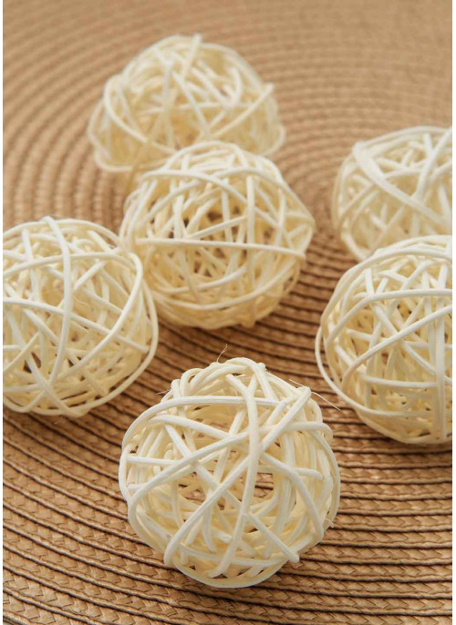 Кульки з ротангу, вибілені, 5см, 12шт.