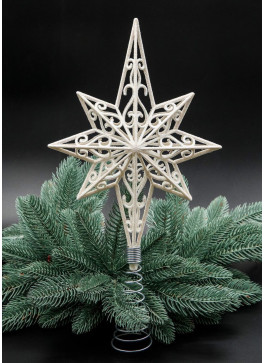 Верхівка, різдвяна зірка, білий глітер, 38 на 20см. 1шт.