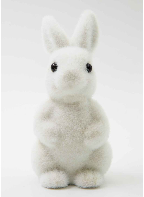 Зайчик флок. 16,5 см. БІЛИЙ. 1шт.