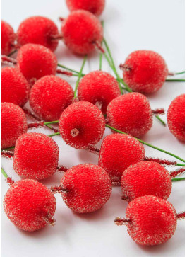 Яблучко в цукрі, ЧЕРВОНЕ, на дротику, діам.-2см. 100шт