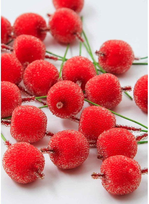 Яблучко в цукрі, ЧЕРВОНЕ, на дротику, діам.-2см. 100шт