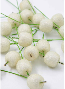 Яблучко в цукрі, БІЛЕ, на дротику, діам.-2см. 100шт