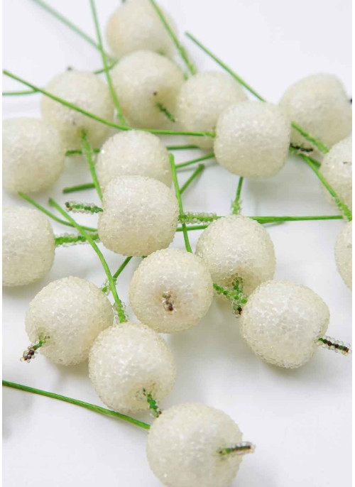 Яблучко в цукрі, БІЛЕ, на дротику, діам.-2см. 100шт