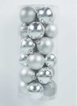 Куля 8 см. Колір срібло 24 шт. 1М15