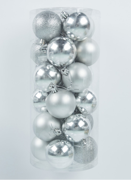 Куля 8 см. Колір срібло 24 шт. 1М15