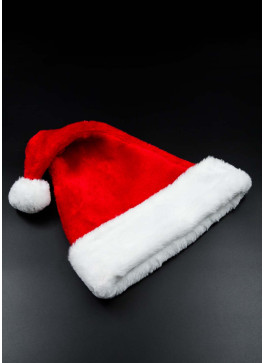Шапка новорічна, червона. Якісна. 42см, 1шт.