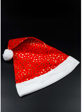 Шапка червона з золотими зірочками. 42см, 10шт.