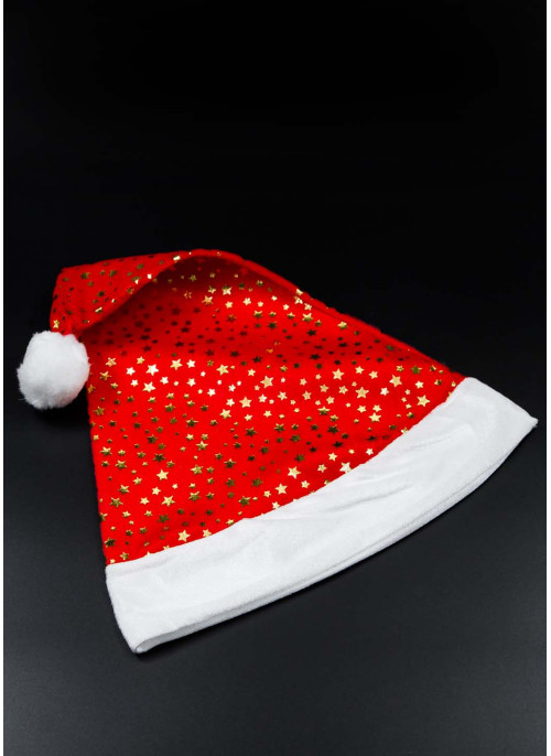 Шапка червона з золотими зірочками. 42см, 10шт.