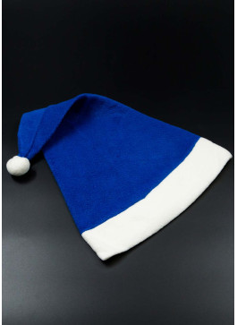 Ковпак новорічний, фліс, синій. Для дорослого. 43см, 10шт.