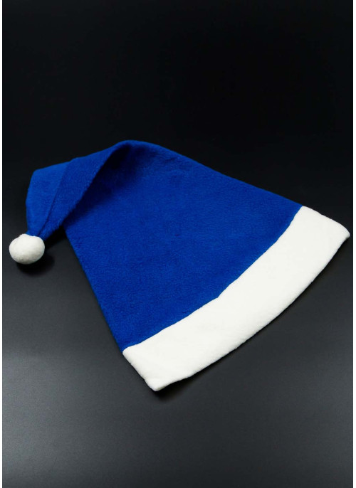 Ковпак новорічний, фліс, синій. Для дорослого. 43см, 10шт.