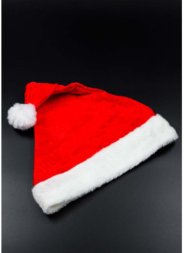 Шапка новорічна, червона з принтом. 40см. 6 шт.