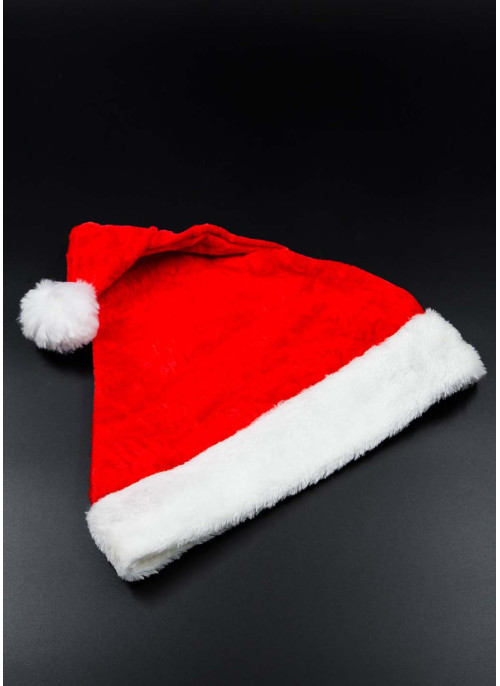 Шапка новорічна, червона з принтом. 40см. 6 шт.