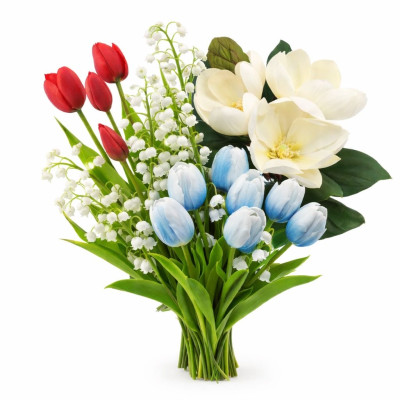 Весняні квіти (тюльпан, магнолія,конвалія,нарцис)