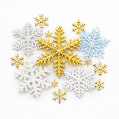 Сніжинки різних розмірів та кольорів