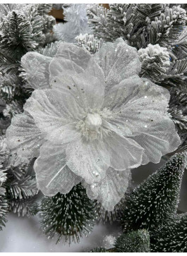 Квітка біла, прозорі листки, діаметр 26 см, 6шт.