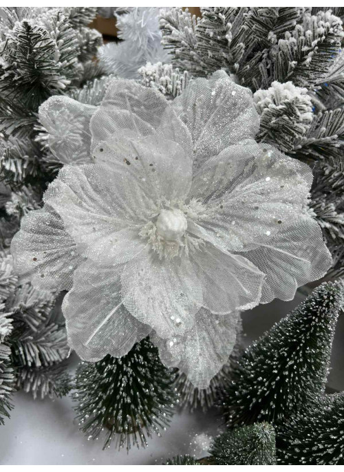 Квітка біла, прозорі листки, діаметр 26 см, 6шт.