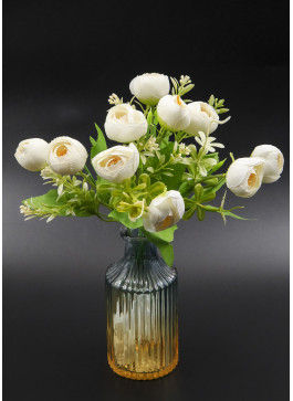 Букетик з піонами-бутонами, 30см, 5 гілок. Білий.