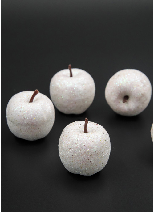 Біле яблуко в глітері, 100шт. 3,5см.