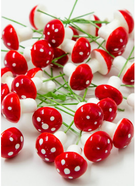 Гриб  мухомор, на дротику, 8см, 100шт.