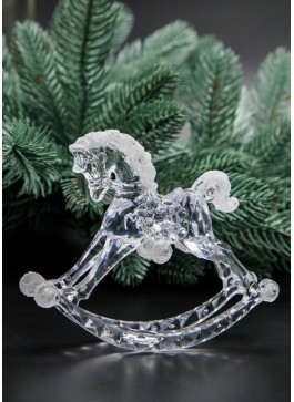 Підвіска коник на гойдалці, акрил,12,5*10см, 6шт. Блиск білий.