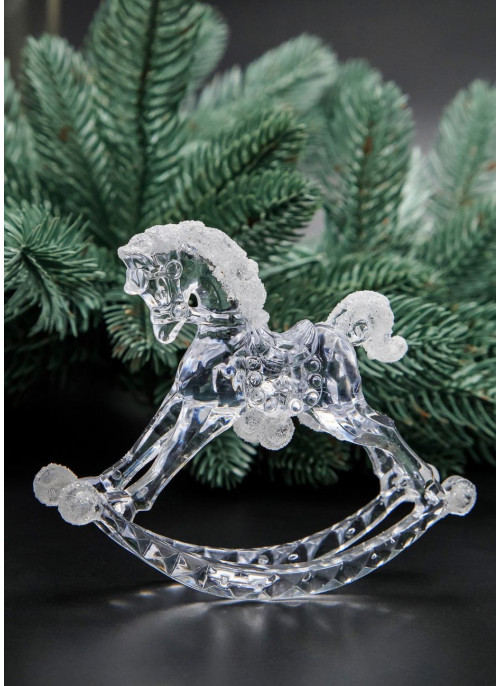 Підвіска коник на гойдалці, акрил,12,5*10см, 6шт. Блиск білий.