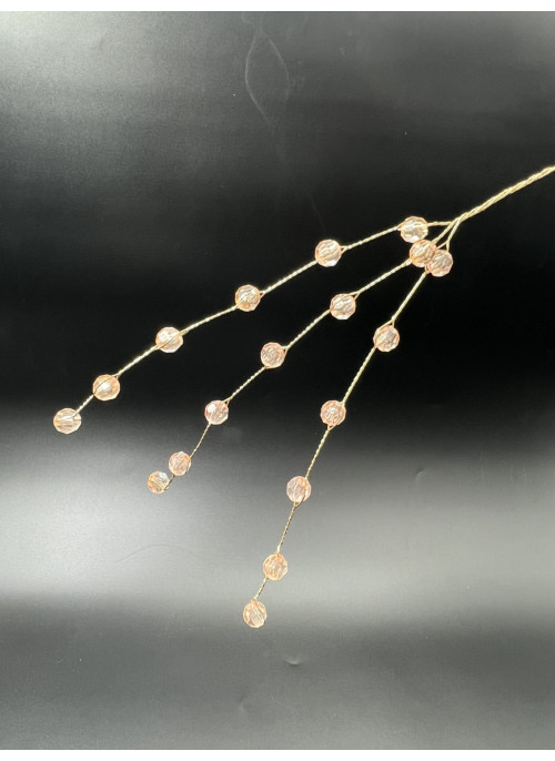 Гілочка з кристалами шампань, золота основа. 24 см. 50шт.